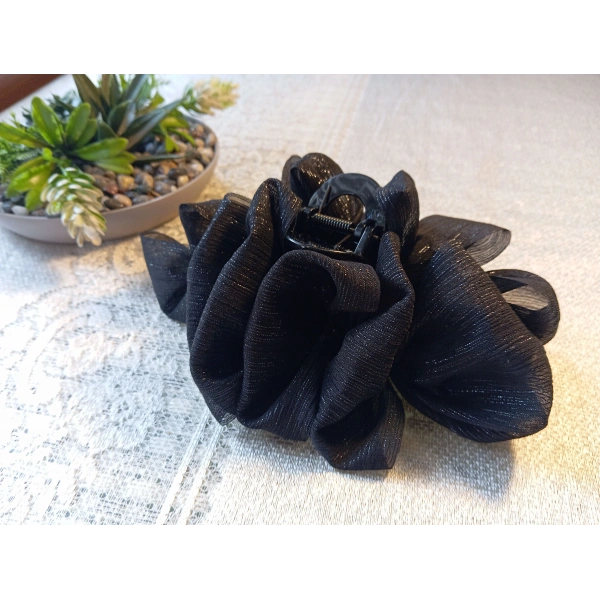 Euro Aksesuar Lüks Işıltılı Tül Detaylı Büyük Boy Mandal Toka