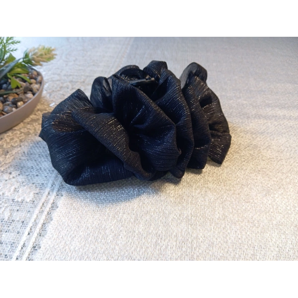 Euro Aksesuar Lüks Işıltılı Tül Detaylı Büyük Boy Mandal Toka