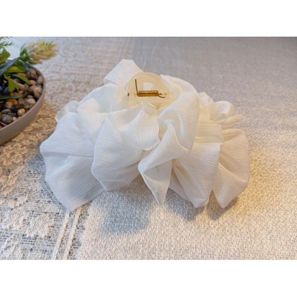 Euro Aksesuar Lüks Işıltılı Tül Detaylı Büyük Boy Mandal Toka