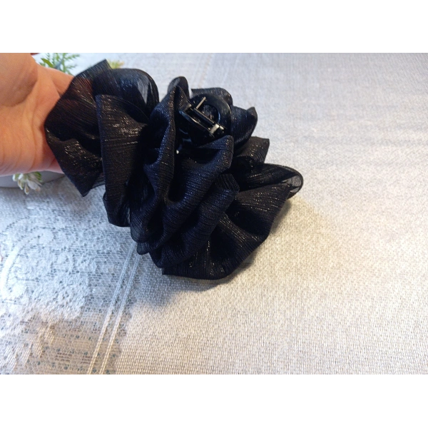 Euro Aksesuar Lüks Işıltılı Tül Detaylı Büyük Boy Mandal Toka