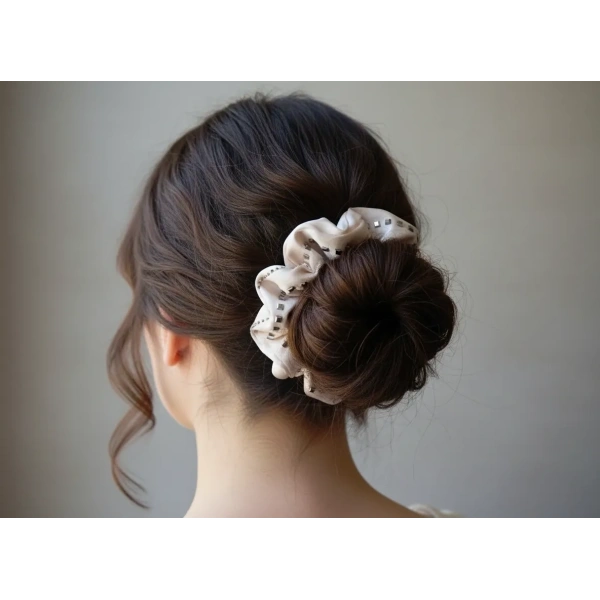 Euro Aksesuar Premium Taş İşlemeli Saten Simit Toka - Topuz Tokası Siyah, Bej, Kahve Seçenekleriyle