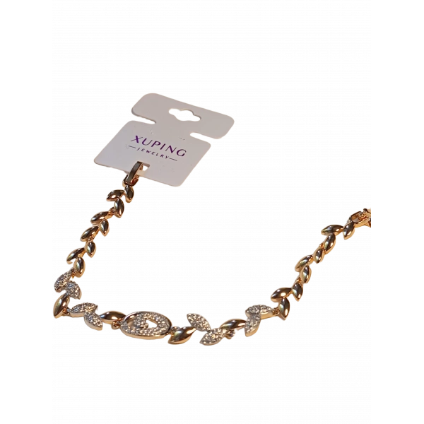 Rose Renk Zirkon Taşlı Çiçek Detaylı Xuping Jewelry Vip Bileklik