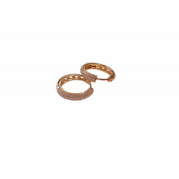Rose Renk Zirkon Taşlı Halka Küpe 2 cm