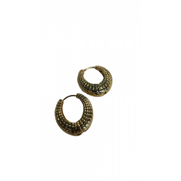 Gold Bombeli Halka Çelik Küpe