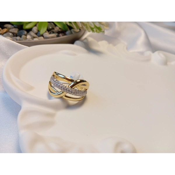 Xuping Jewelry 14K Altın Kaplama Tamtur ve Şekilli Kadın Yüzük - 8 Numara