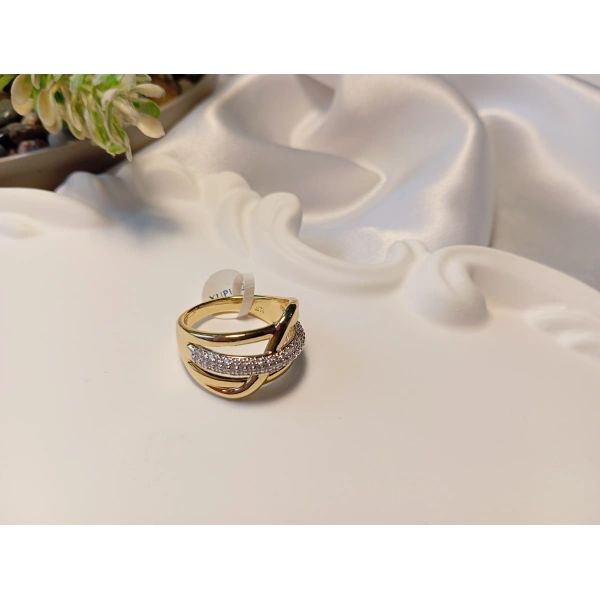 Xuping Jewelry 14K Altın Kaplama Tamtur ve Şekilli Kadın Yüzük - 8 Numara