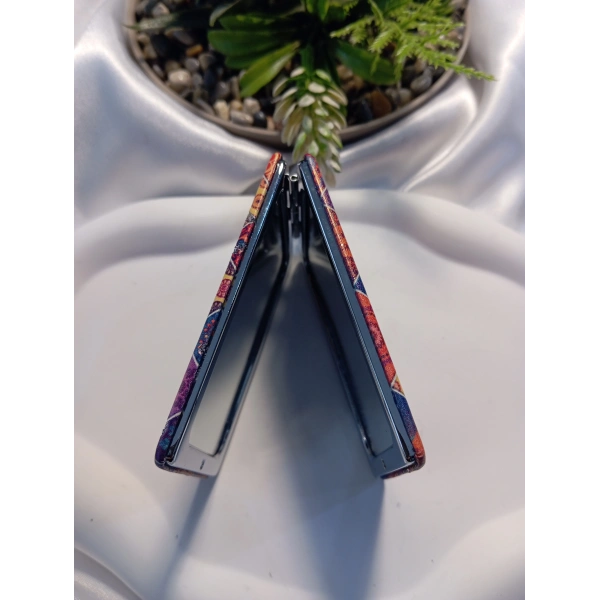 Etnik Desenli Işıltılı Dikdörtgen Cep Aynası (7x1 cm)