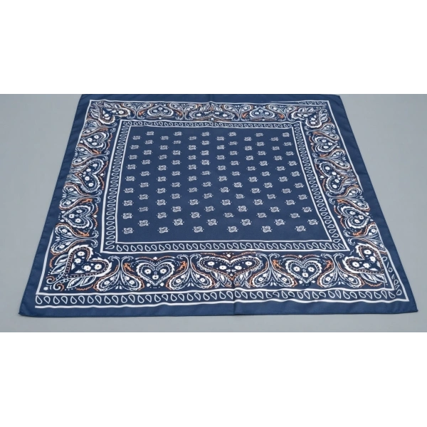 Euro Aksesuar Lacivert Desenli 90x90 cm Saten Fular