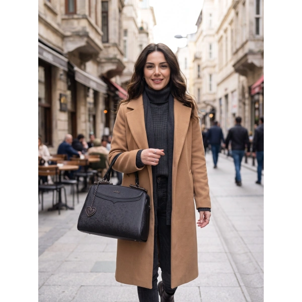 Label Özel Tasarım Şık Kadın El Çantası - Fermuar Detaylı (Siyah / Krem Seçenekleri İle)