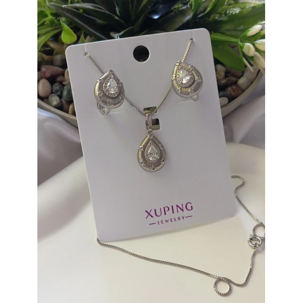 Xuping Jewelry Silver Damla Kolye Küpe Seti
