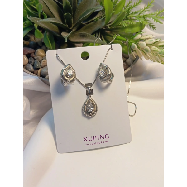Xuping Jewelry Silver Damla Kolye Küpe Seti