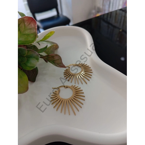 Antik Güneş Model Çelik Küpe