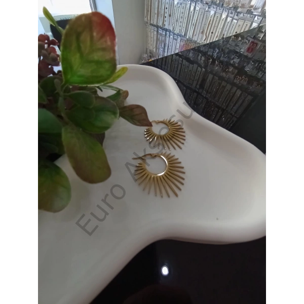 Antik Güneş Model Çelik Küpe