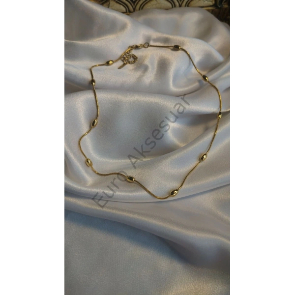 Arpa Zincir Detaylı Çelik Kolye