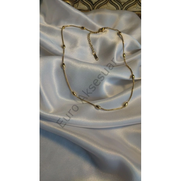 Arpa Zincir Detaylı Çelik Kolye