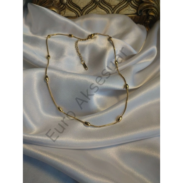 Arpa Zincir Detaylı Çelik Kolye