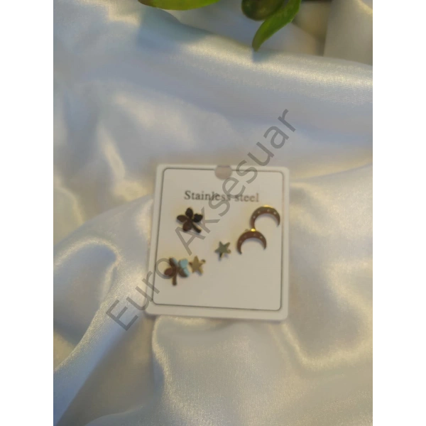 Ay Detaylı Çoklu Küpe