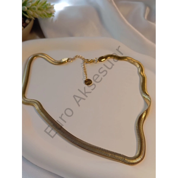 BALIK SIRTI ÇELİK KOLYE GOLD