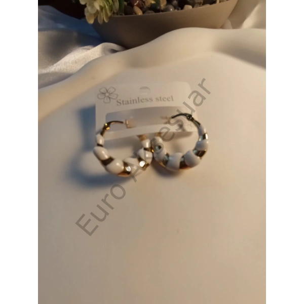 BEYAZ - GOLD ÇELİK KÜPE