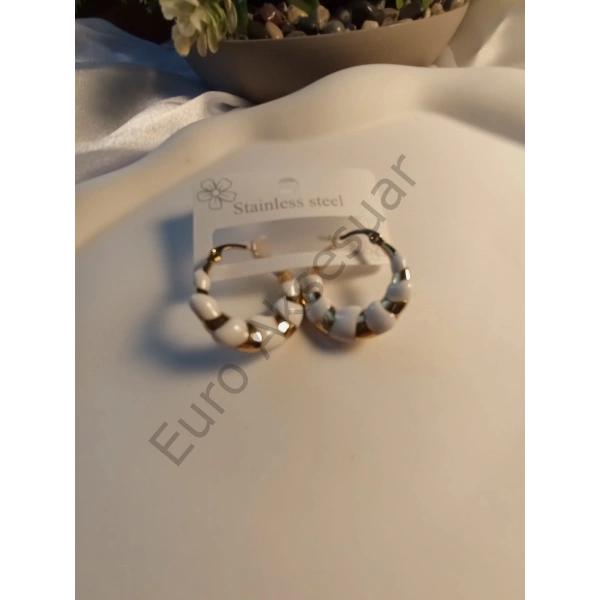 BEYAZ - GOLD ÇELİK KÜPE