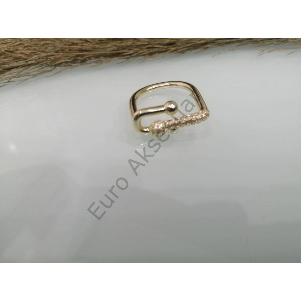 Büyük Boy Ayarlanabilir Zirkon Taşlı Çelik Yüzük