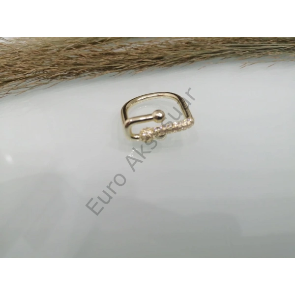 Büyük Boy Ayarlanabilir Zirkon Taşlı Çelik Yüzük