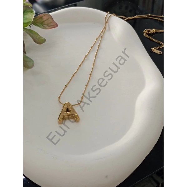 ÇELİK A BALON HARF KOLYE 60 CM