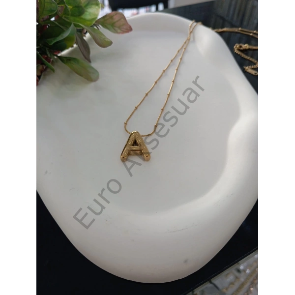 ÇELİK A BALON HARF KOLYE 60 CM