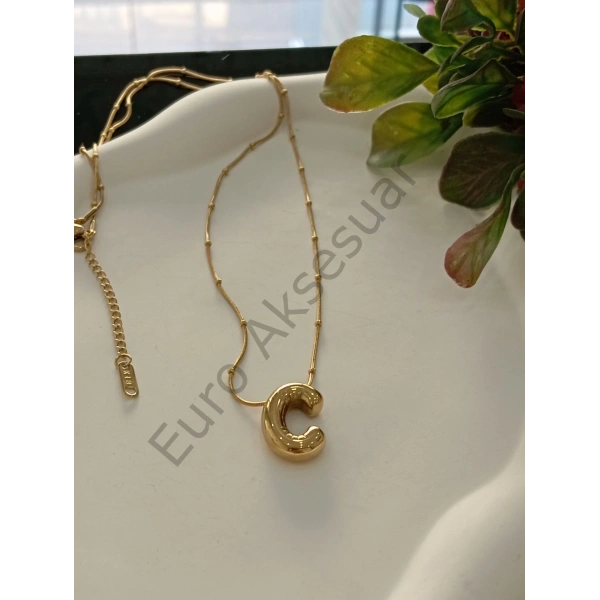 ÇELİK C BALON HARF KOLYE 60 CM