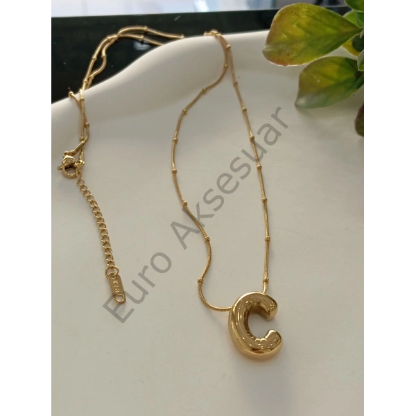 ÇELİK C BALON HARF KOLYE 60 CM