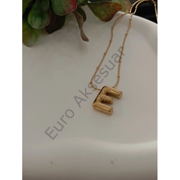 Çelik E Balon Harf Kolye 60 cm