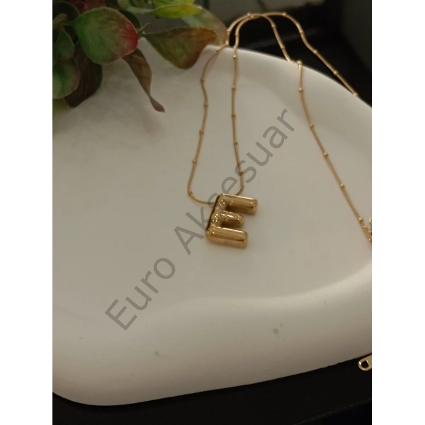 Çelik E Balon Harf Kolye 60 cm