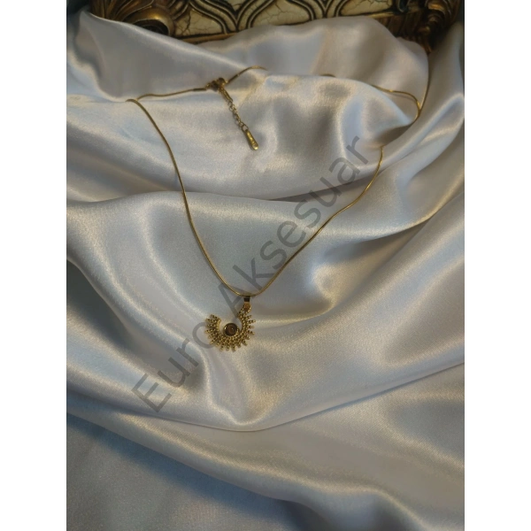 Çelik Güneş Kolye