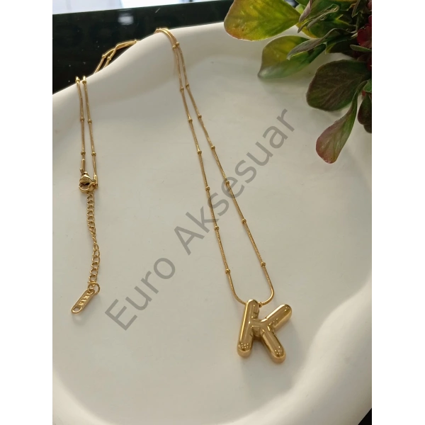 ÇELİK K BALON HARF KOLYE 60 CM