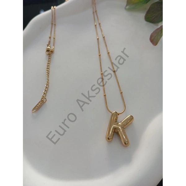 ÇELİK K BALON HARF KOLYE 60 CM