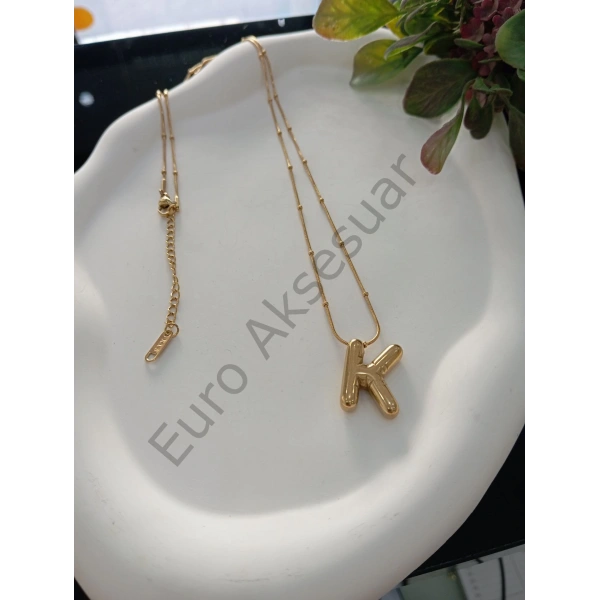 ÇELİK K BALON HARF KOLYE 60 CM