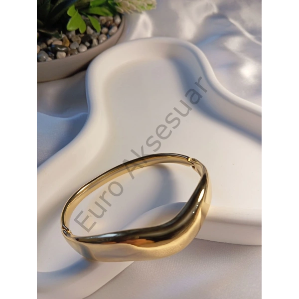 Çelik Gold Kelepçe Bileklik ..