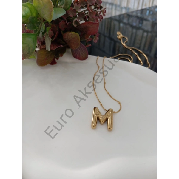 ÇELİK M BALON HARF KOLYE 60 CM