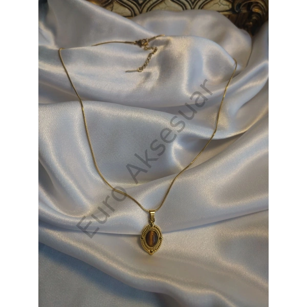 Çelik Oval Tasarım Kolye