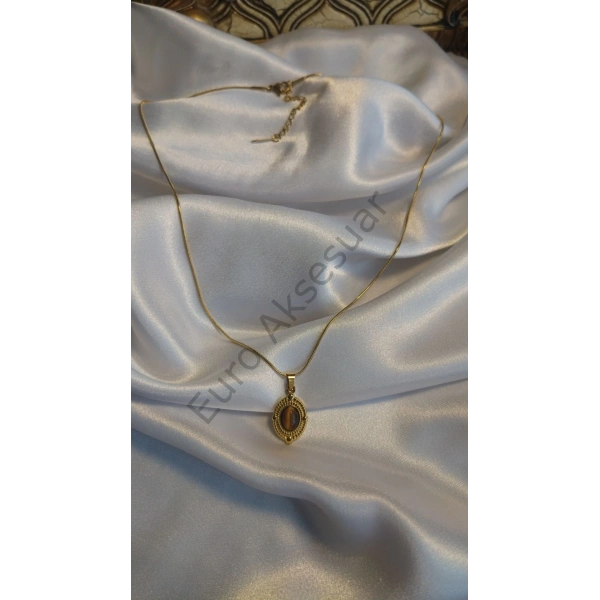 Çelik Oval Tasarım Kolye