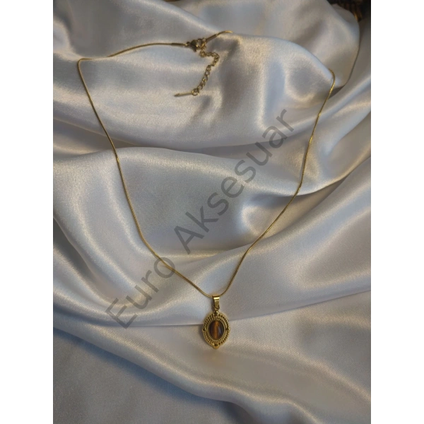 Çelik Oval Tasarım Kolye