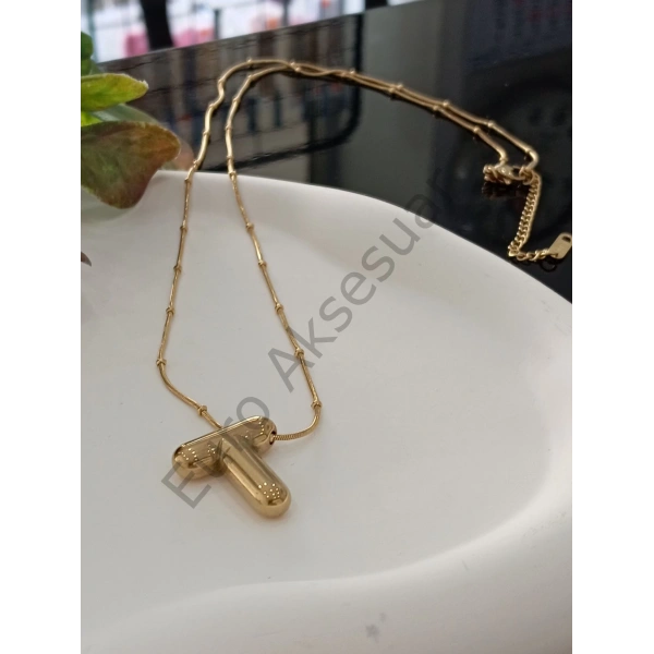 ÇELİK T BALON HARF KOLYE 60 CM