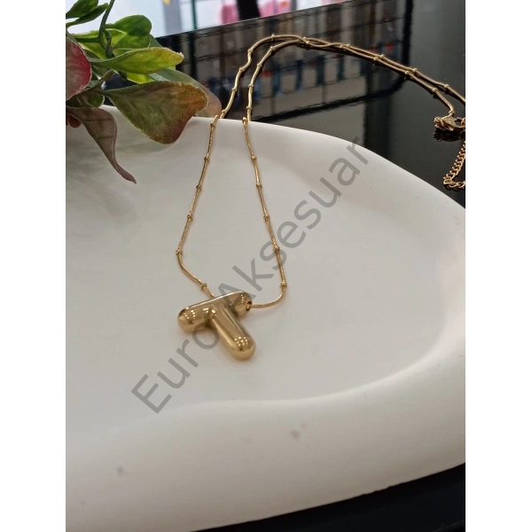 ÇELİK T BALON HARF KOLYE 60 CM