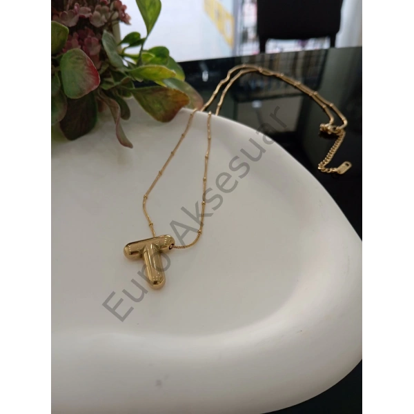 ÇELİK T BALON HARF KOLYE 60 CM