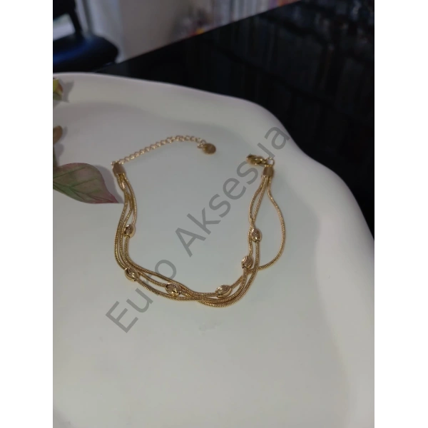 Çelik Üç Zincirli Arpa Bileklik