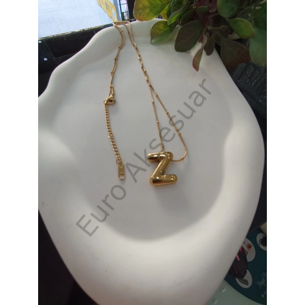 ÇELİK Z BALON HARF KOLYE 60 CM