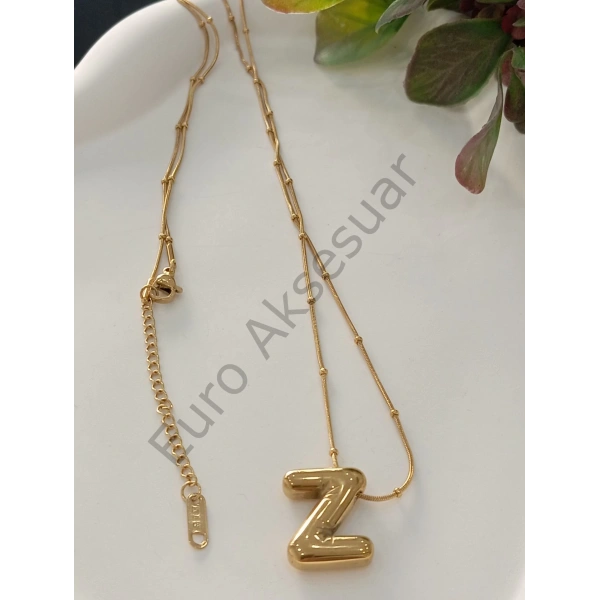 ÇELİK Z BALON HARF KOLYE 60 CM