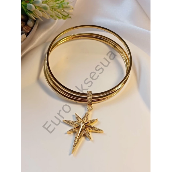 3Lü Çelik Charmlı Ajda Bilezik