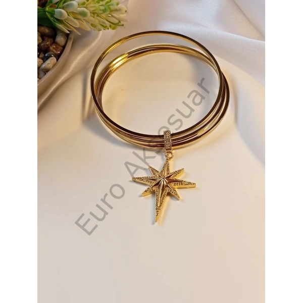 3Lü Çelik Charmlı Ajda Bilezik