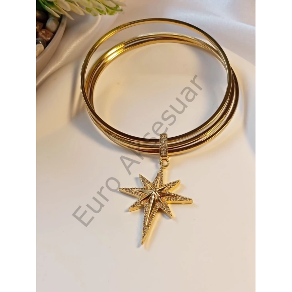 3Lü Çelik Charmlı Ajda Bilezik